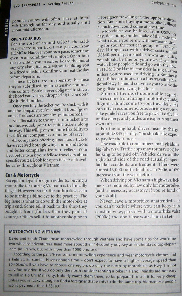 David Zimmermann and Sarah Featured in 2008 Lonely Planet's South East Asia on a Shoestring