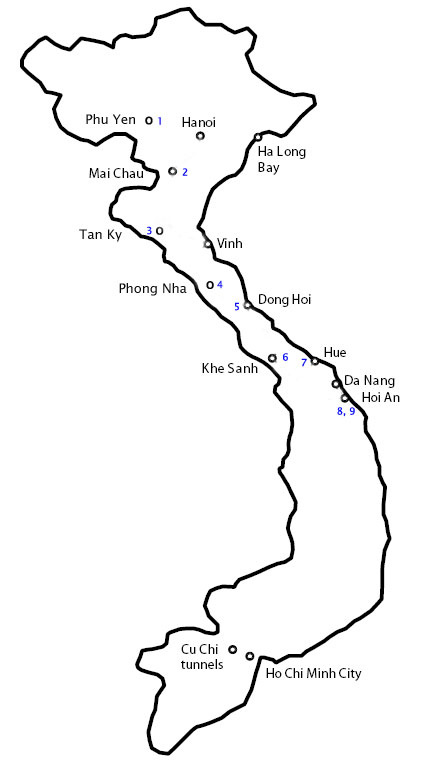 Ho Chi Minh Trail Map, for Motorcycle touring Ho Chi Minh Trail in 9 days